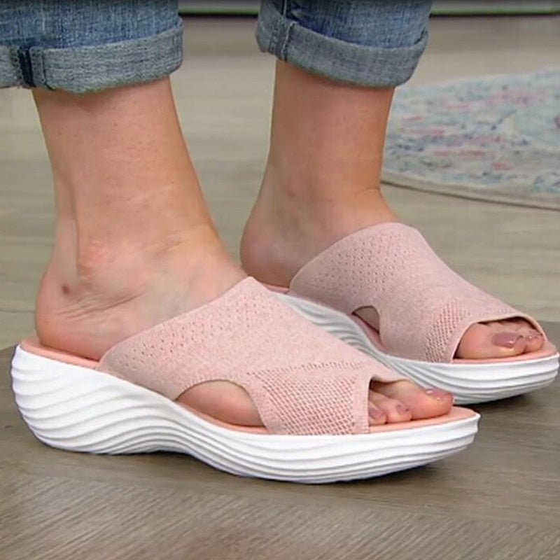 Sandalias sin cordones para mujer – Banda de punto elástico – Suela acolchada antideslizante