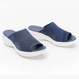 Sandalias sin cordones para mujer – Tejido suave – Suela de plataforma – Punta abierta