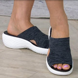 Sandalias sin cordones para mujer – Tejido suave – Suela de plataforma – Punta abierta