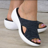 Sandalias sin cordones para mujer – Tejido suave – Suela de plataforma – Punta abierta
