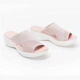 Sandalias sin cordones para mujer – Tejido suave – Suela de plataforma – Punta abierta