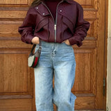 Chaqueta de ante de gran tamaño con solapas de estilo vintage