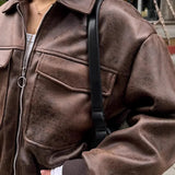 Chaqueta bomber de cuero vintage de Maillard con solapas