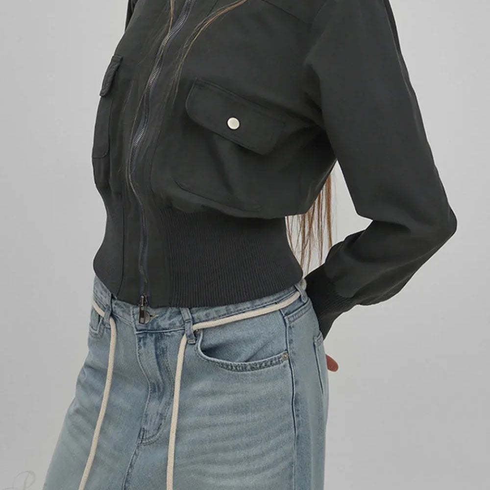 Chaqueta utilitaria vintage con bolsillos acanalados