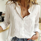Blusa de mujer – Corte relajado – Tejido transpirable – Mangas remangadas – Botones