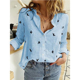 Blusa de mujer – Corte relajado – Tejido transpirable – Mangas remangadas – Botones