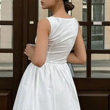 Vestido trapecio corto blanco de algodón