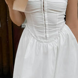 Vestido trapecio corto blanco de algodón