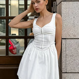 Vestido trapecio corto blanco de algodón
