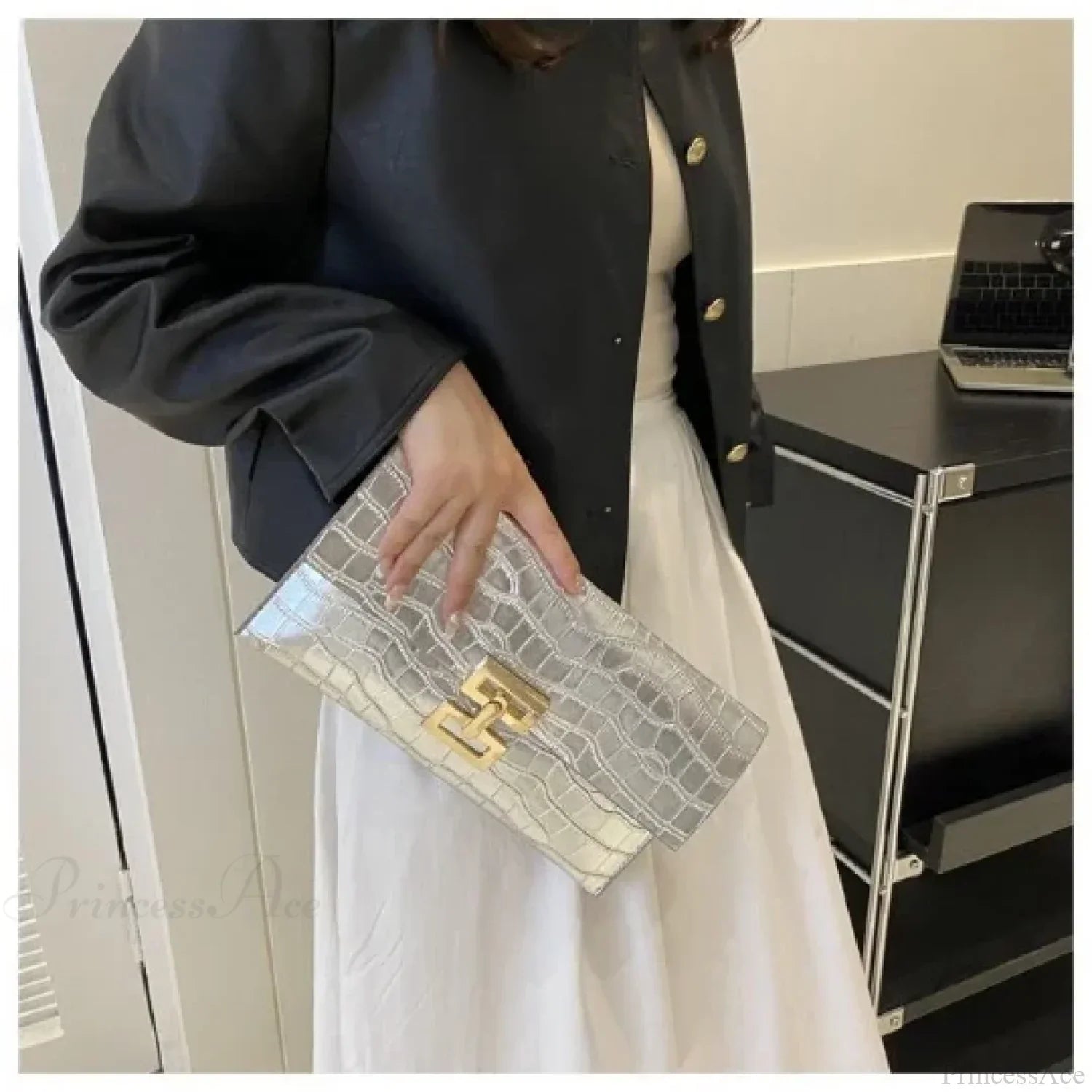 Clutch de noche blanco para banquete