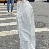 Pantalones cargo tejidos de pierna ancha con múltiples bolsillos