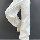 Pantalones cargo tejidos de pierna ancha con múltiples bolsillos