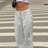 Pantalones cargo tejidos de pierna ancha con múltiples bolsillos