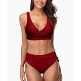 Bikini de mujer – Top cruzado con escote en V – Cintura alta – Corte moldeador transpirable