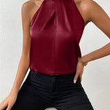 Elegante top de cuello halter para mujer - Estilo sencillo - Perfecto para eventos