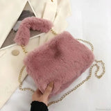Bolso bandolera pequeño, esponjoso y cuadrado de felpa invernal