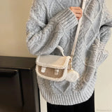 Bolso de hombro cuadrado, pequeño bolso de felpa de invierno.