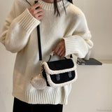 Bolso de hombro cuadrado, pequeño bolso de felpa de invierno.