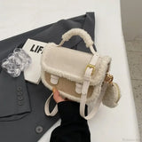 Bolso de hombro cuadrado, pequeño bolso de felpa de invierno.