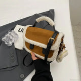 Bolso de hombro cuadrado, pequeño bolso de felpa de invierno.