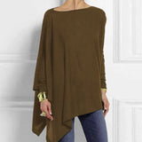 Túnica de mujer – Corte oversize – Punto suave – Mangas largas – Dobladillo asimétrico