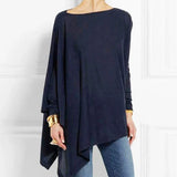 Túnica de mujer – Corte oversize – Punto suave – Mangas largas – Dobladillo asimétrico