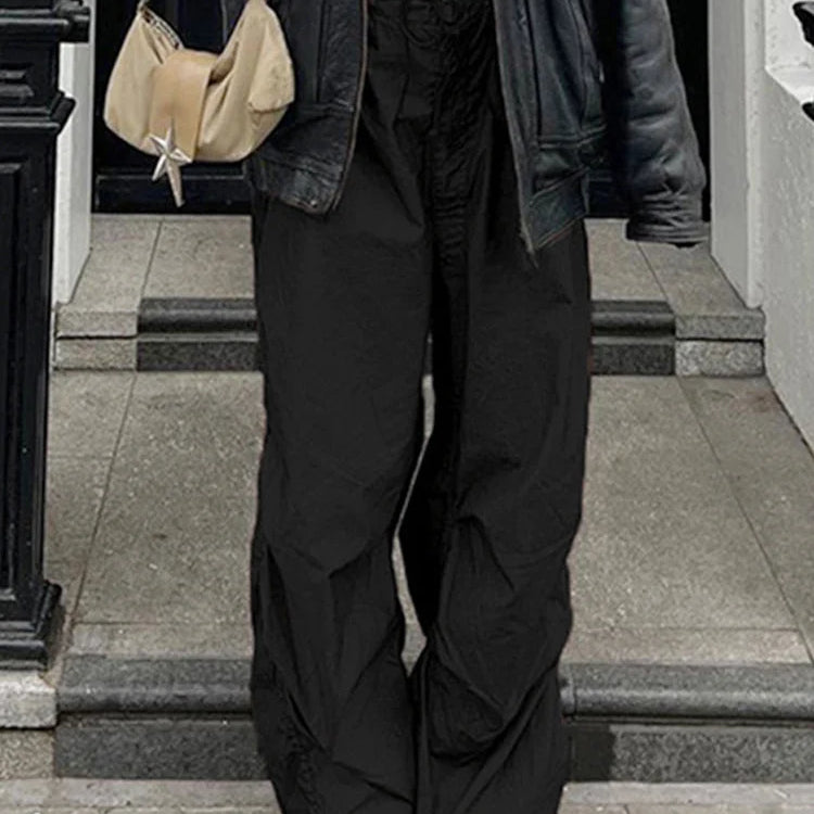 Pantalones casuales con cordón para mujer, estilo años 2000