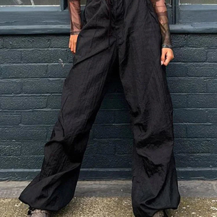 Pantalones casuales con cordón para mujer, estilo años 2000