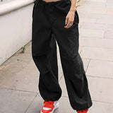 Pantalones casuales con cordón para mujer, estilo años 2000