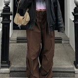 Pantalones casuales con cordón para mujer, estilo años 2000