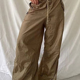 Pantalones casuales con cordón para mujer, estilo años 2000