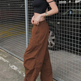 Pantalones casuales con cordón para mujer, estilo años 2000