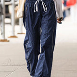 Pantalones casuales con cordón para mujer, estilo años 2000