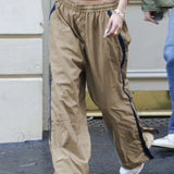 Pantalones casuales con cordón para mujer, estilo años 2000