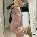 Pantalones casuales con cordón para mujer, estilo años 2000