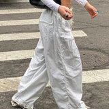 Pantalones casuales con cordón para mujer, estilo años 2000