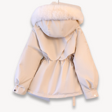 Chaqueta parka para mujer – Repelente al agua – Capucha extraíble – Cintura ajustable – Forro de piel