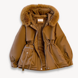 Chaqueta parka para mujer – Repelente al agua – Capucha extraíble – Cintura ajustable – Forro de piel