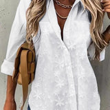 Blusa de mujer – Corte relajado – Cuello camisero – Detalles bordados – Tejido transpirable