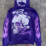 Sudadera con capucha y cremallera estilo hip-hop oscuro Y2K