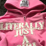 Sudadera con capucha extragrande con cremallera y estampado de letras hip-hop en 3D Y2K