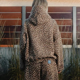 Sudadera con capucha hip-hop con estampado de leopardo Y2K