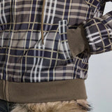 Sudadera con capucha de forro polar sherpa a cuadros Y2K