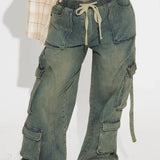 Pantalones cargo de mezclilla estilo hip-hop Y2K