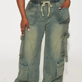 Pantalones cargo de mezclilla estilo hip-hop Y2K