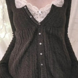 Blusa Y2K con botones y cuello cuadrado en punto cable