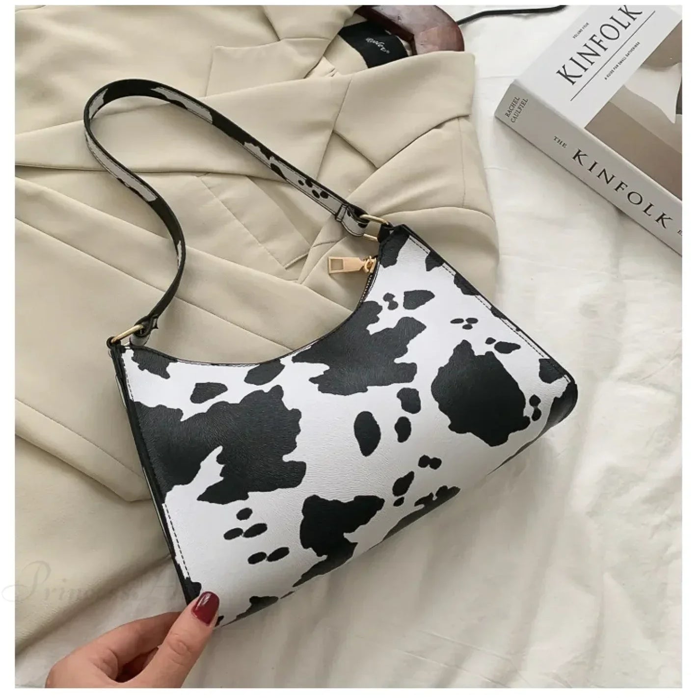 Bolso de hombro de piel sintética con estampado de cebra
